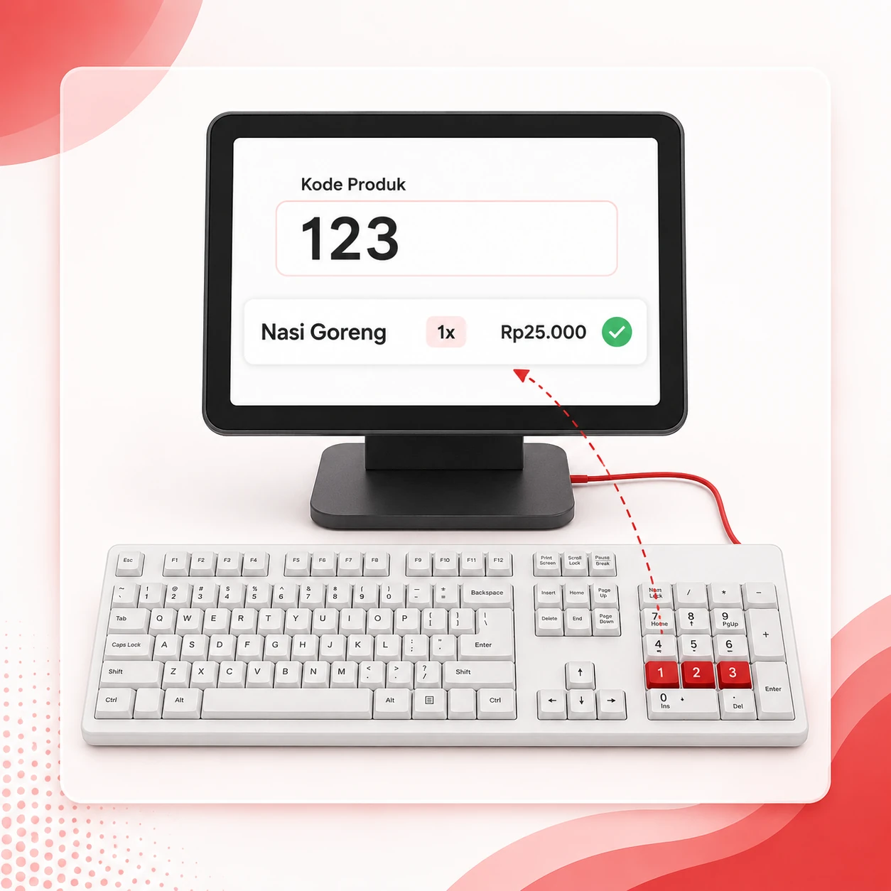 Input kode produk tiga digit dengan keyboard fisik di Goe POS