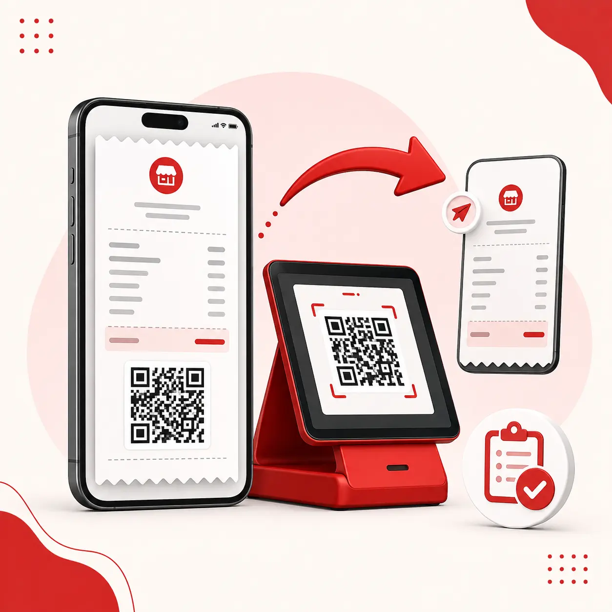 Ilustrasi struk digital Goe POS dengan QR Code yang bisa dibagikan